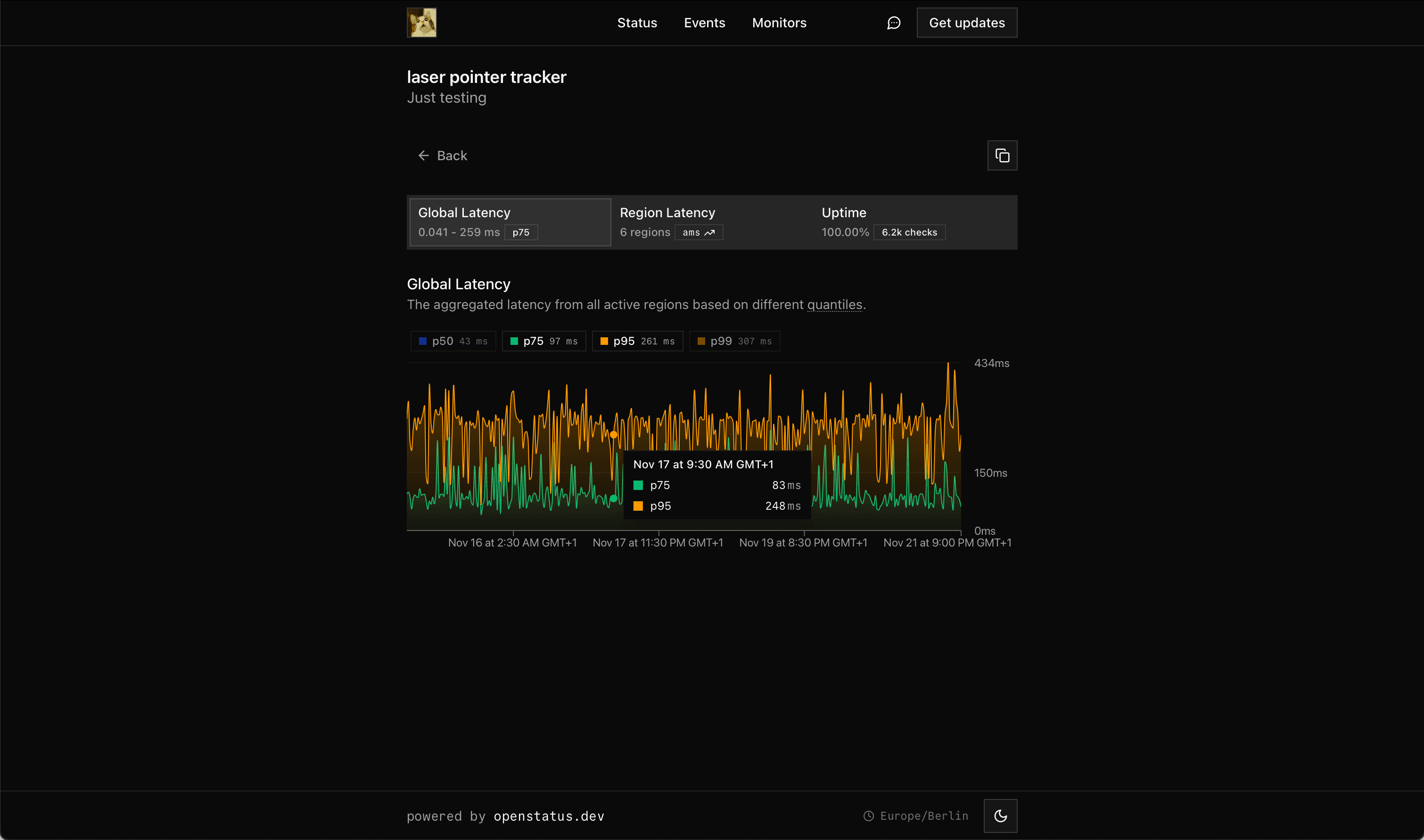 status page monitor details